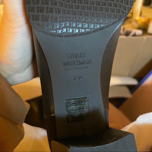 NIB Stuart Weitzman 5050 block black leather knee high boots - Picture 12 of 13